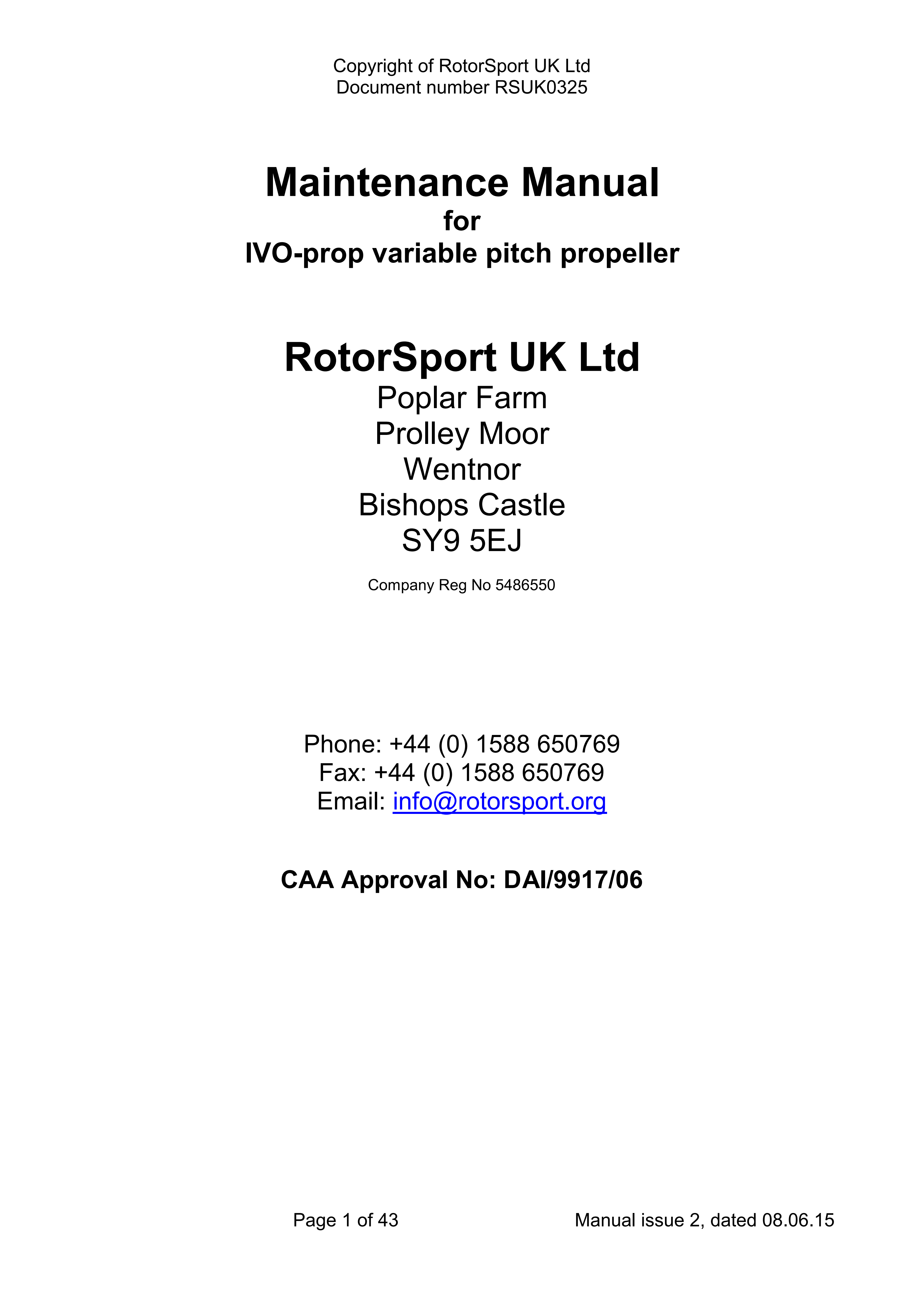Maintenance Manual IVO Propeller english Version 2