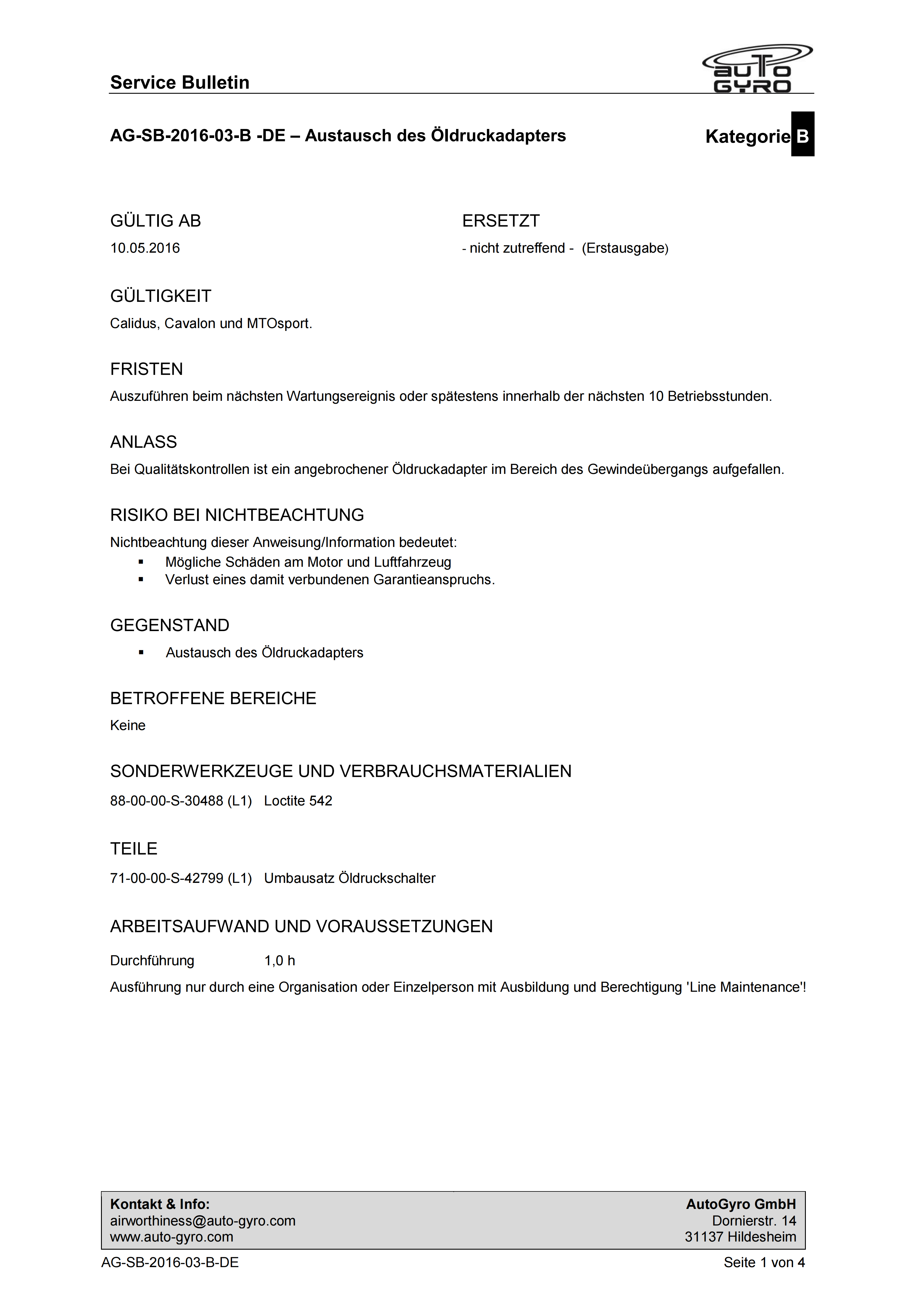 AG-SB-2016-03-B-DE - Alle Modelle Austausch des Öldruckadapters